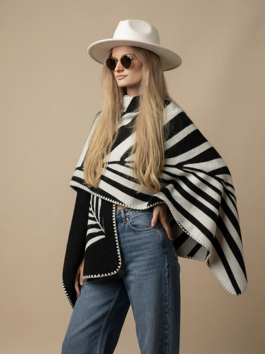 Natura Black Poncho