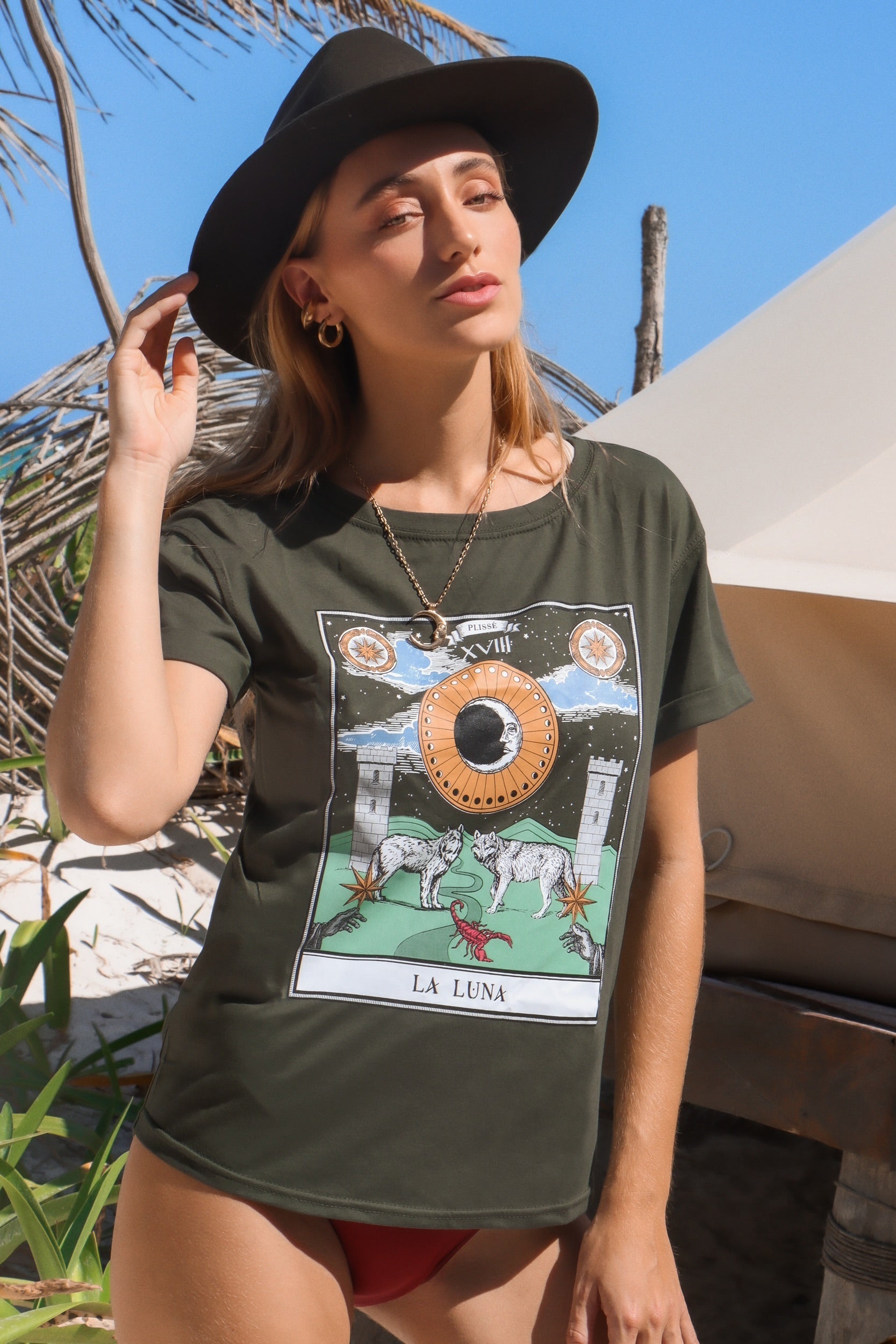 The Moon - Tarot T-shirt, Green