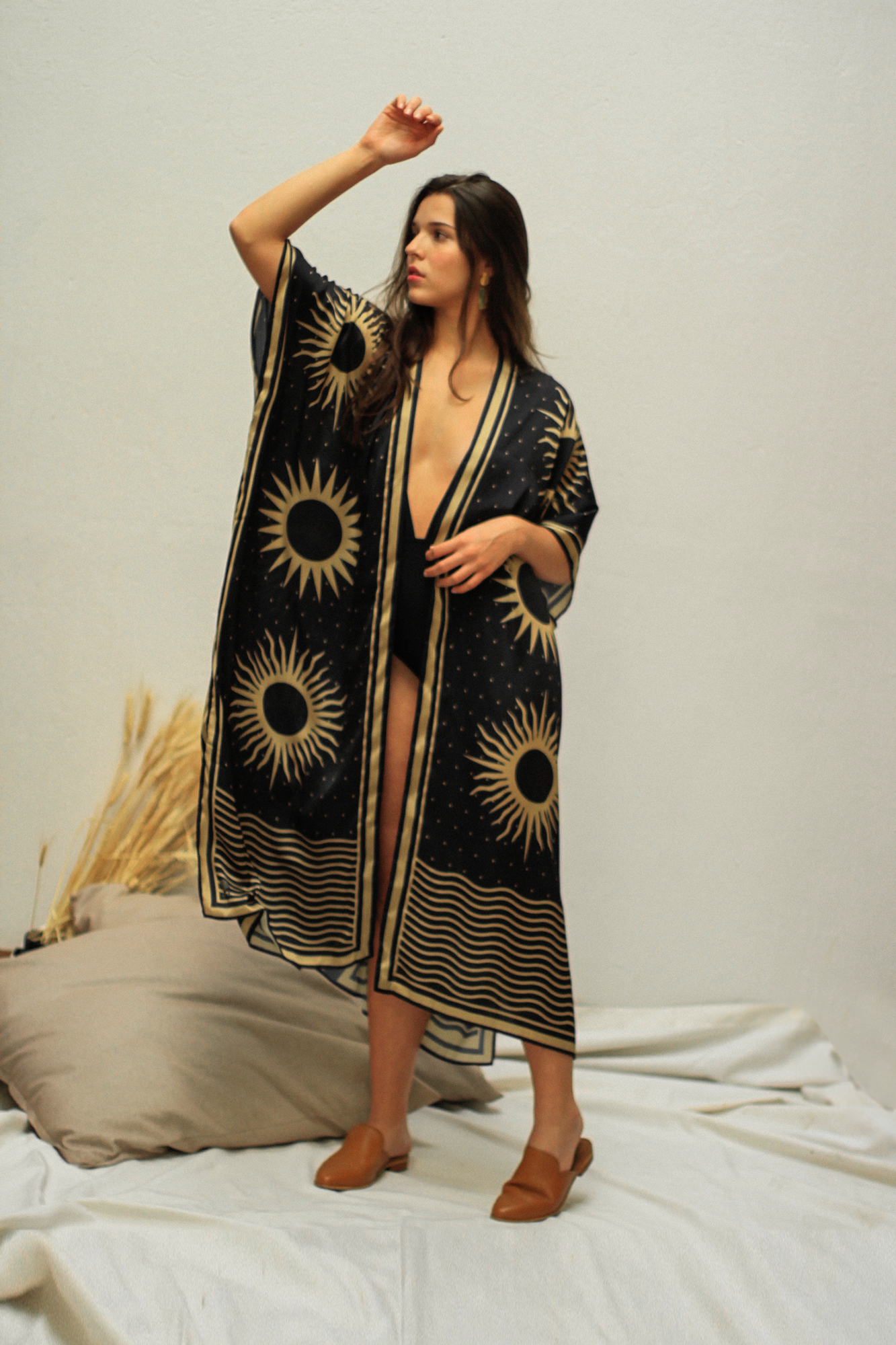 Sun Kimono, Black & Gold