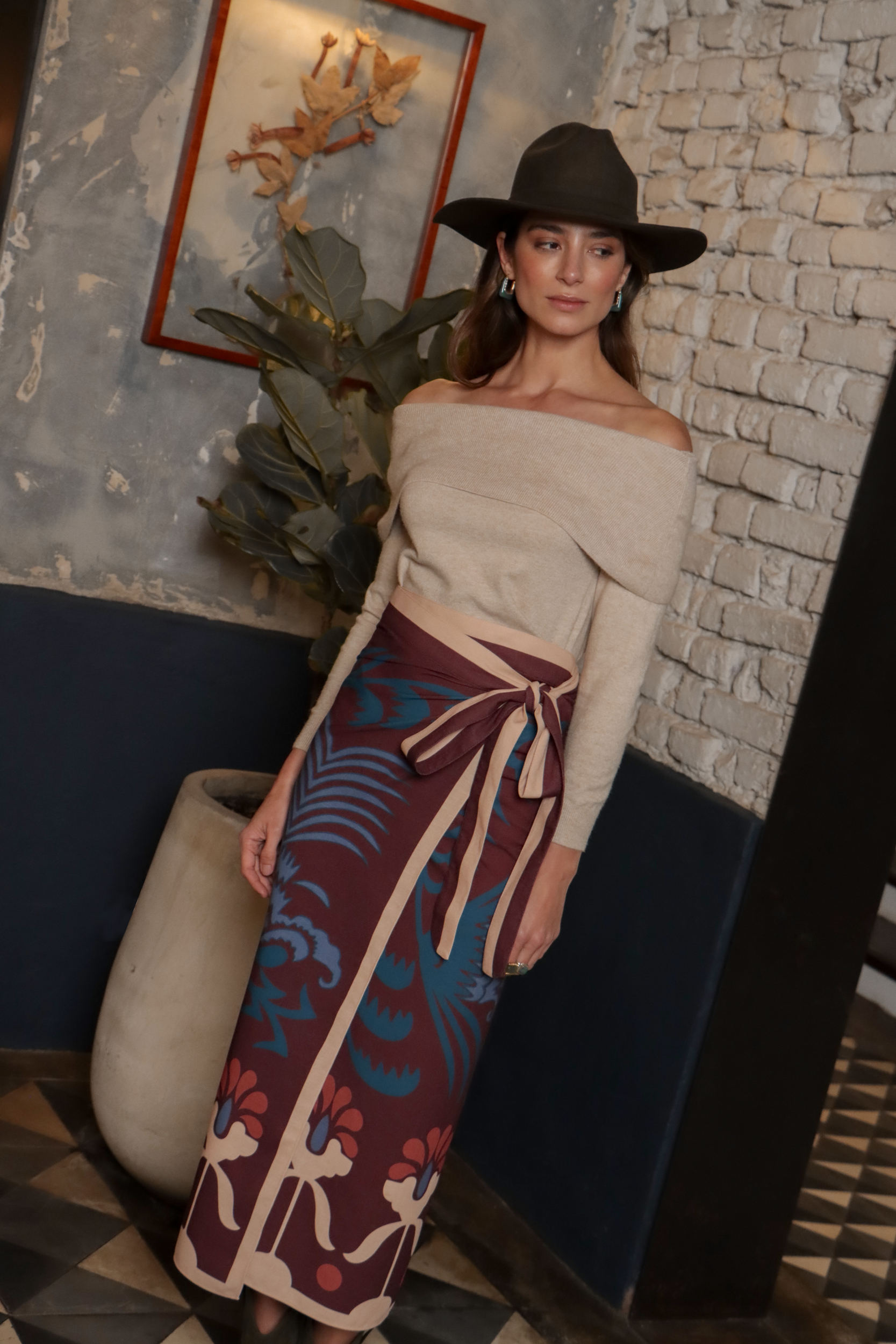 Agave Sari, Wrap dress - Burgundy