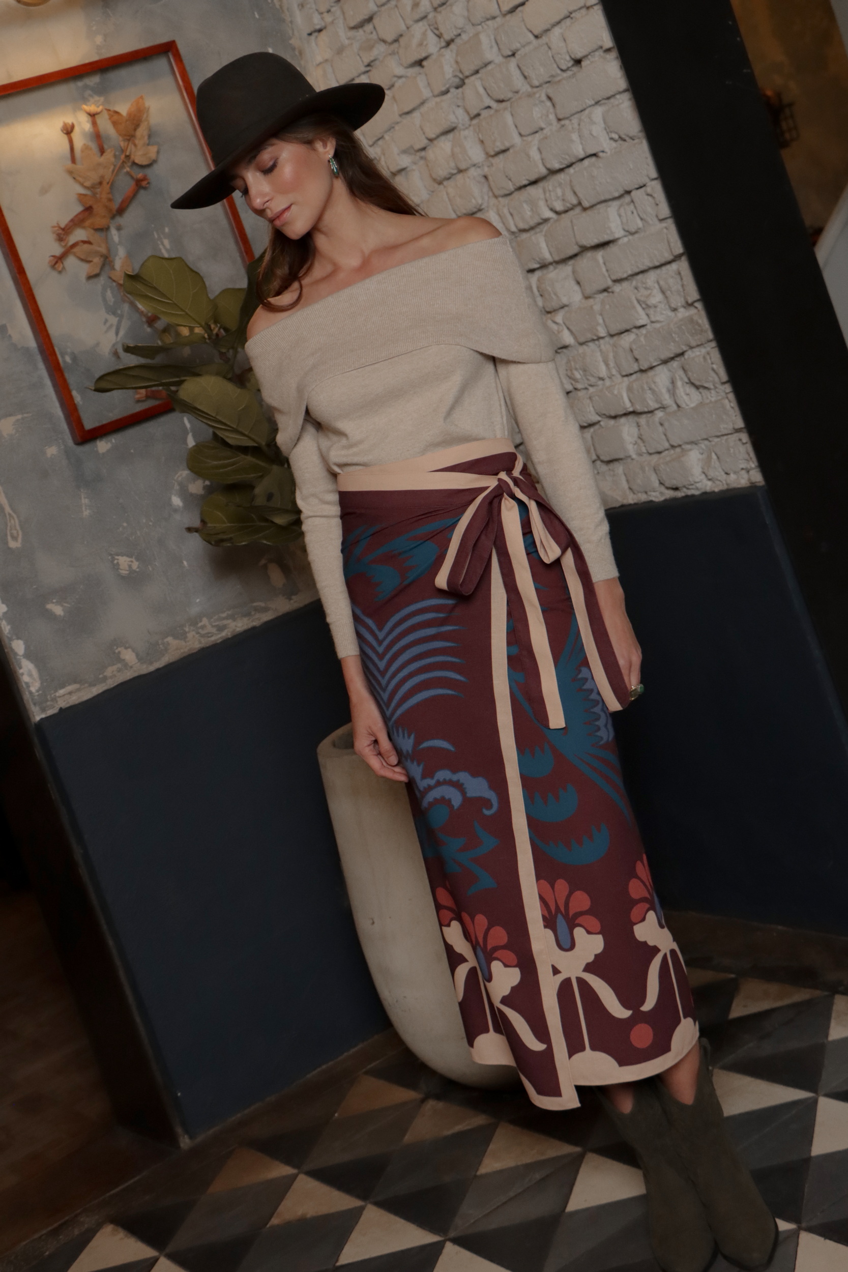 Agave Sari, Wrap dress - Burgundy