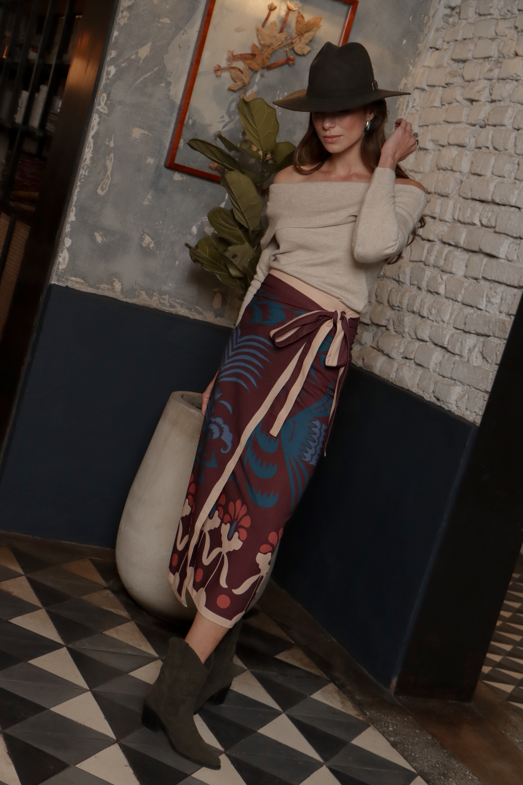 Agave Set, Linen - Burgundy