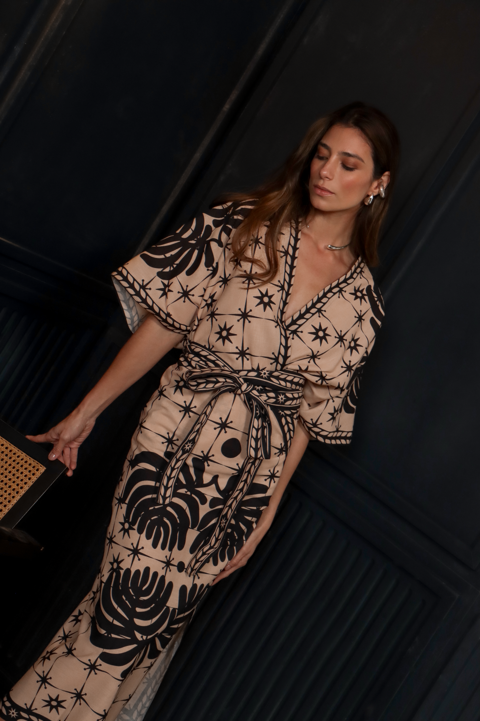 Comet Short Kimono, Linen - Cream