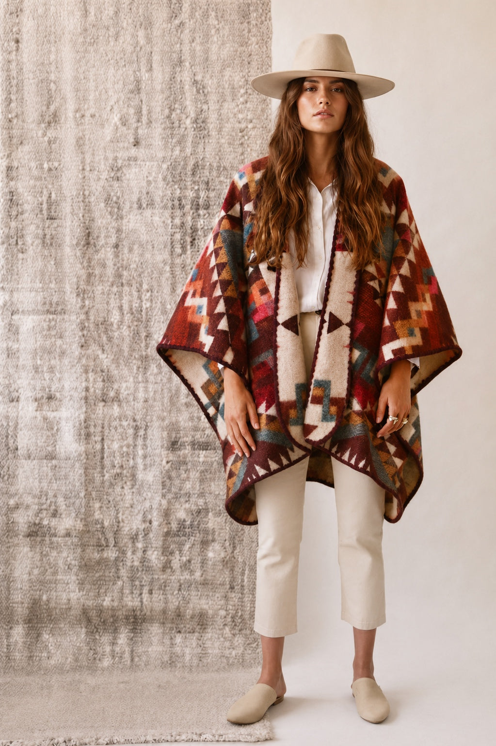 Ethnic Red Poncho