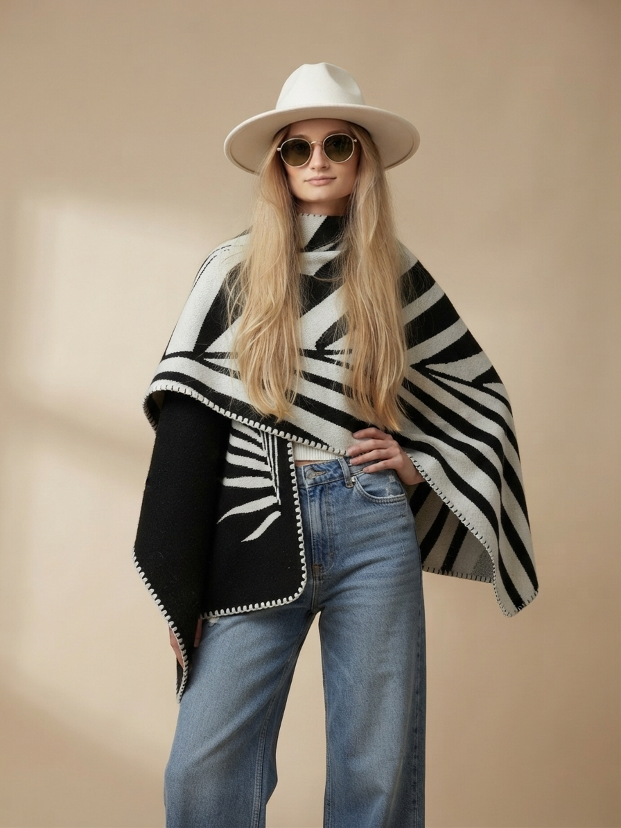 Natura Black Poncho