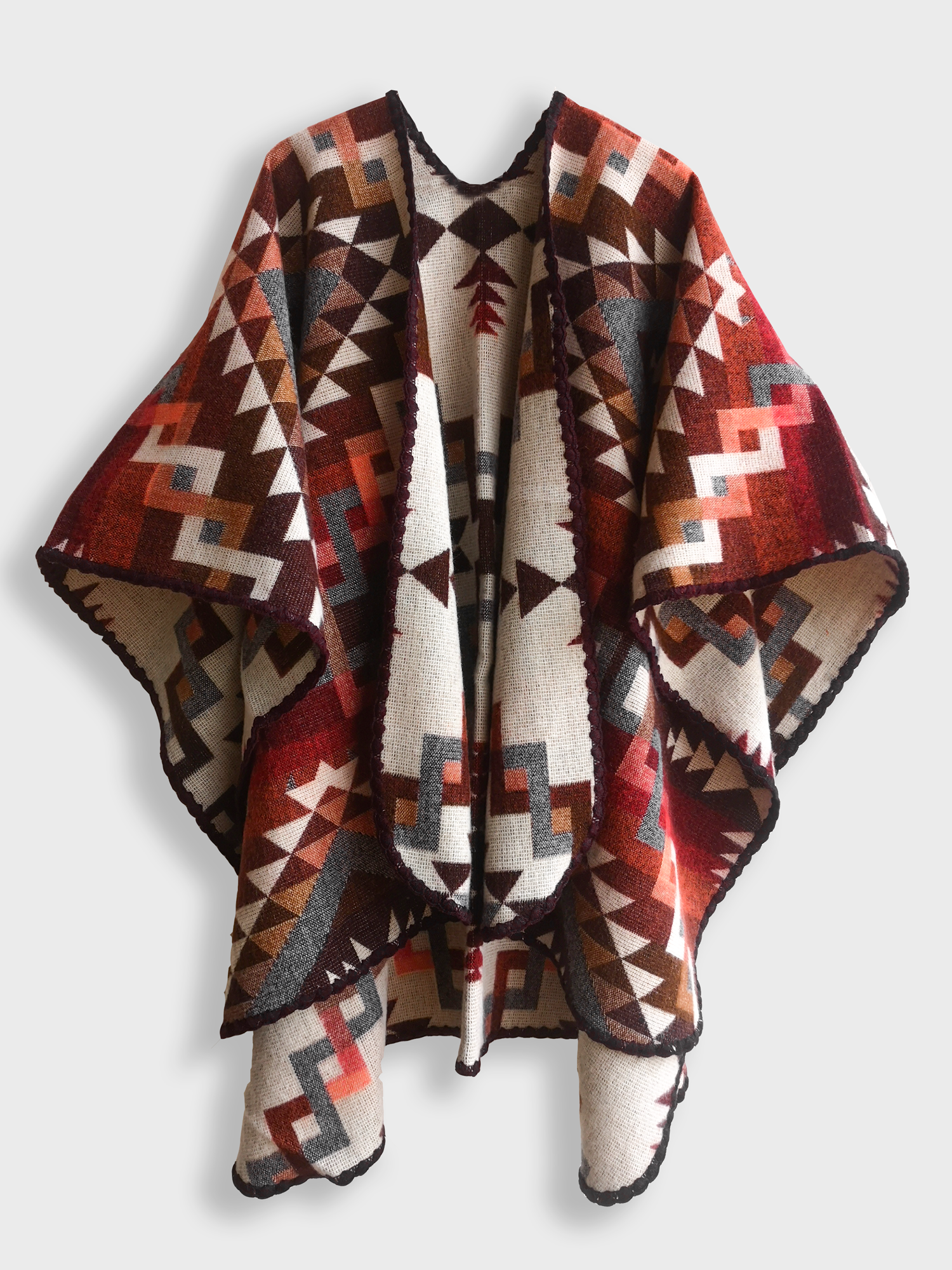 Ethnic Red Poncho