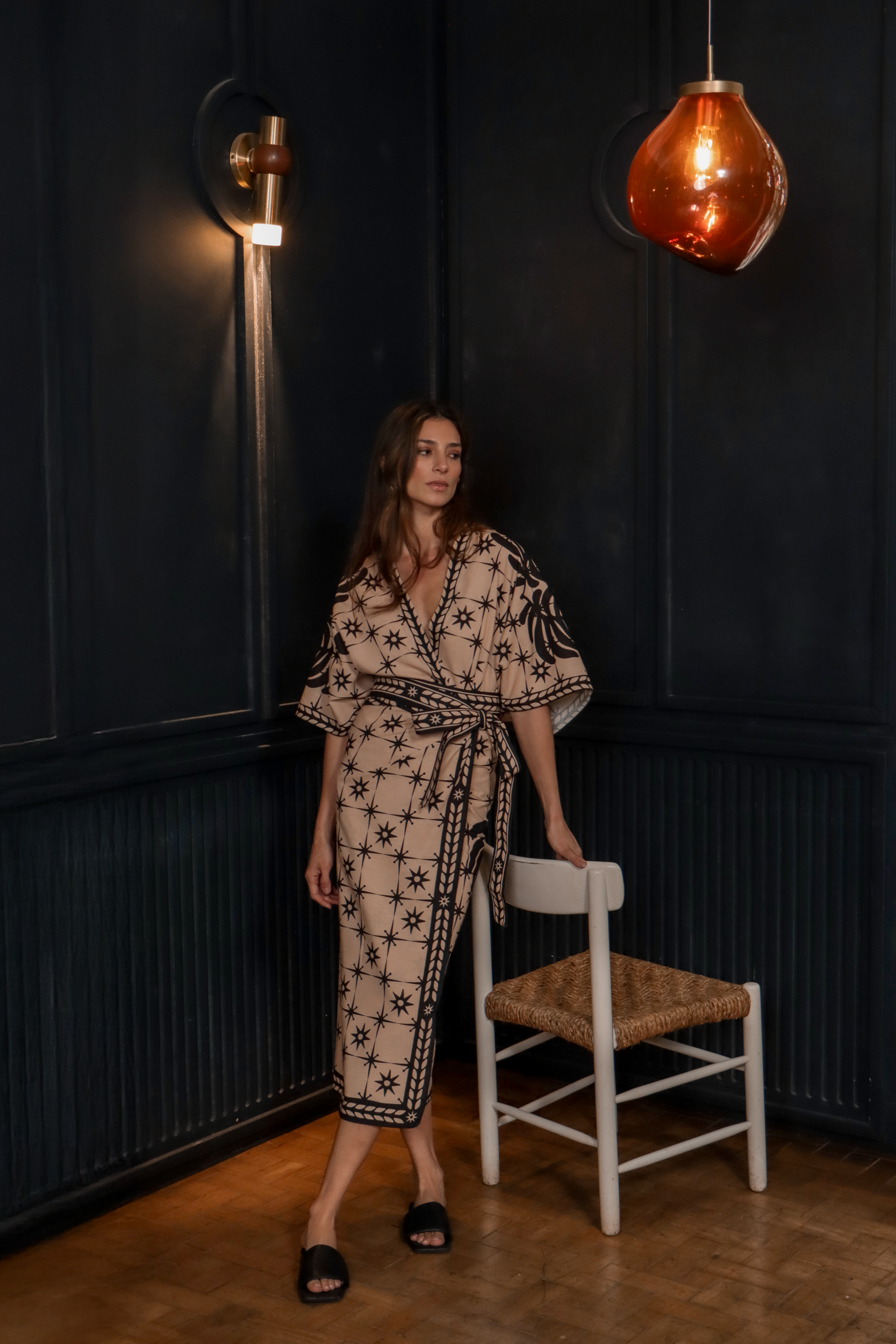 Comet Short Kimono, Linen - Cream