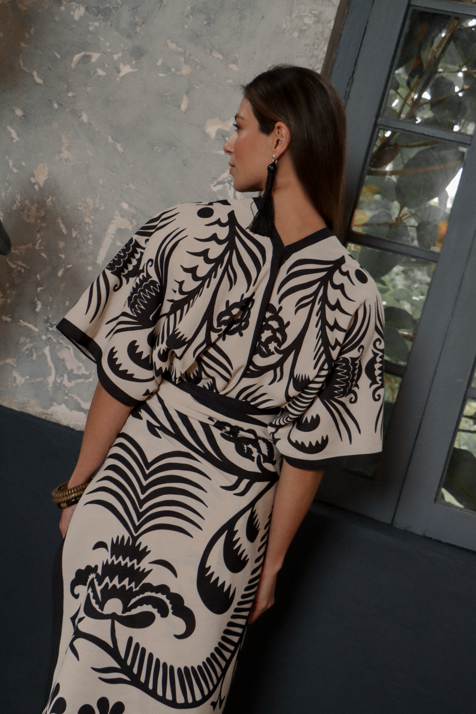 Agave Short Kimono, Linen - White
